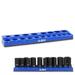 ABN | Magnetic Socket Organizer Tray â€“ Metric 1/2â€� Inch 19 Socket Holder Blue