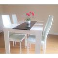 KOSY KOALA White dining Table with 4 white Faux Leather chairs high gloss wood dining table set (dining Table with 4 white chairs)
