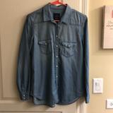 American Eagle Outfitters Tops | American Eagle Jean Boyfriend Shirt | Color: Blue | Size: M