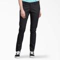 Dickies Women's Slim Fit Skinny Leg Pants - Rinsed Black Size 16 (FP512)