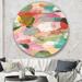 East Urban Home 'Abstract Pastel Flower Painting w/ & Blue' - Painting Print on Metal Circle in Pink | 11 H x 11 W x 1 D in | Wayfair