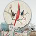 East Urban Home 'Red Farmhouse Bird on Branch Painting' - Unframed Painting Print on Metal Circle in White | 36 H x 36 W x 1 D in | Wayfair