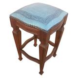 New World Trading Zorro Bar & Counter Stool Wood/Upholstered/Leather/Genuine Leather in Blue | 26 H x 18 W x 18 D in | Wayfair ZORCSTOOL39TQ