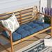 Latitude Run® 44" x 18" Tufted Contoured Outdoor Wicker Bench Cushion Polyester in Blue | 4 H x 44 W in | Wayfair 8F8F3A94FF734B1CBEBCB91AC4689385