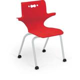 MooreCo Hierarchy 18" Four Leg Classroom Chair w/ Casters Plastic/Metal in Red/Brown | 33 H x 20.5 W x 23.8 D in | Wayfair 54318-1-Red-WA-PL-SC