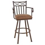 Red Barrel Studio® Hoye Swivel Bar & Counter Stool Upholstered/Metal in Gray/Brown | 48 H x 18.5 W x 17 D in | Wayfair