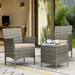 Highland Dunes Driskell 3 Piece Rattan Seating Group w/ Cushions Synthetic Wicker/All - Weather Wicker/Wicker/Rattan in Gray | Outdoor Furniture | Wayfair