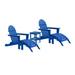 Three Posts™ Hartington Plastic/Resin Folding Adirondack Chair w/ Ottoman & Table Plastic/Resin in Blue | 35 H x 29 W x 36 D in | Wayfair