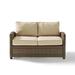 Birch Lane™ Lawson Loveseat w/ Cushions Wicker/Rattan in Gray/Blue/Brown | 32.5 H x 55 W x 31.75 D in | Outdoor Furniture | Wayfair