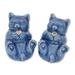 World Menagerie Rami Handmade Celadon Ceramic Cat Figurines Porcelain/Ceramic in Blue/Gray/White | 4.7 H x 2.8 W x 2.8 D in | Wayfair 173046