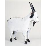 Rosalind Wheeler Large Recycled Metal Goat Statue Metal in Black/White | 34 H x 32 W x 12 D in | Wayfair