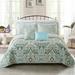 Charlton Home® Backman Reversible Coverlet/Bedspread Set Polyester/Polyfill/Microfiber/Flannel in Blue/Green/White | Queen | Wayfair