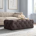 Three Posts™ Huskins 48.43" Wide Tufted Rectangle Ottoman Linen in Gray/Black | 16.54 H x 47 W x 29.72 D in | Wayfair LARK2471 27993114