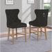 Canora Grey Wilmar Tufted Linen Wingback Side Chair Wood/Upholstered/Fabric in Black | 41 H x 22 W x 25 D in | Wayfair