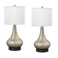 Medallion Lighting Bolle 26" Champagne Table Lamp Set w/ USB & Outlet Metal/Fabric in White | 26 H x 14 W x 14 D in | Wayfair U2E701DWH-STP