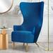 Wingback Chair - Inspire Me! Home Décor Julia Wingback Chair Velvet/Fabric in Blue | 43.3 H x 31.1 W x 34.4 D in | Wayfair TOV-A2045-N