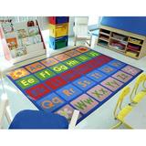 Blue/Green 92 x 0.5 in Area Rug - Any Day Alphabet by Joy Carpets kids Area Rug Nylon | 92 W x 0.5 D in | Wayfair 1710D
