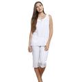 Cottonreal Pyjamas 100% White Cotton Lawn Sleeveless Capri Pajamas (Eden) (S UK 10/12)