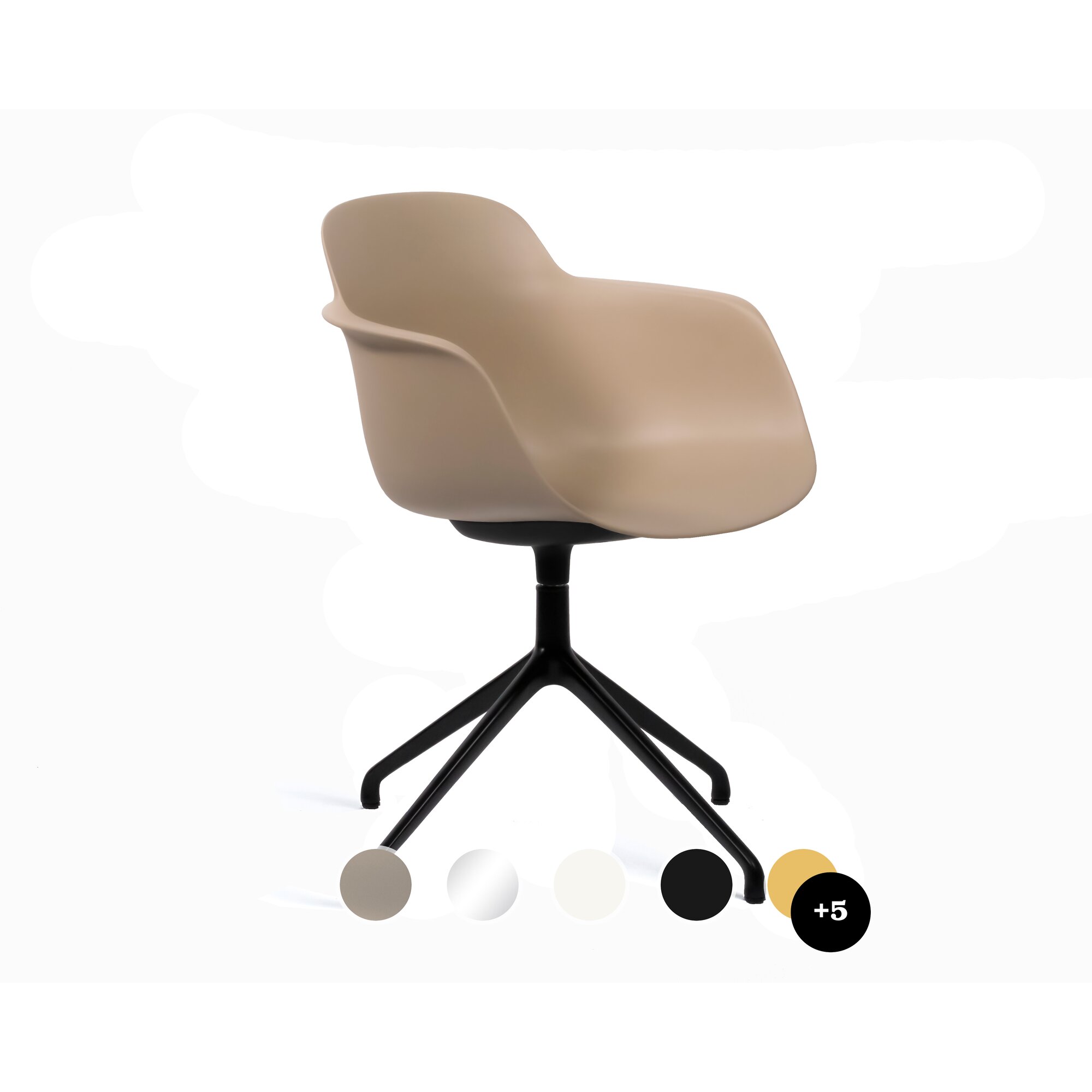 infiniti »SICLA« 4 Star Designer-Drehstuhl AL30 Weiss matt lackiert / IS503 hellblau