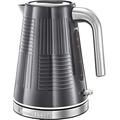 Russell Hobbs Wasserkocher [1,7l, 2400W] Geo Edelstahl Grau (Schnellkochfunktion, herausnehmbarer Kalkfilter, Wasserstandsanzeige, autom. Deckelöffnung, optimierte Ausgusstülle) Teekocher 25240-70