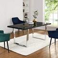 Cherry Tree Furniture BIASCA 6-Seater High Gloss Marble Effect Dining Table with Silver Chrome Legs (Black)
