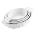 MALACASA, Series Bake, Oval Baking Dish Set of 4 (9.5"/11.25"/12.75"/14.5"), Oven to Table Baking Dish with Ceramic Handles Ideal for Lasagne/Pie/Casserole/Tapas, White