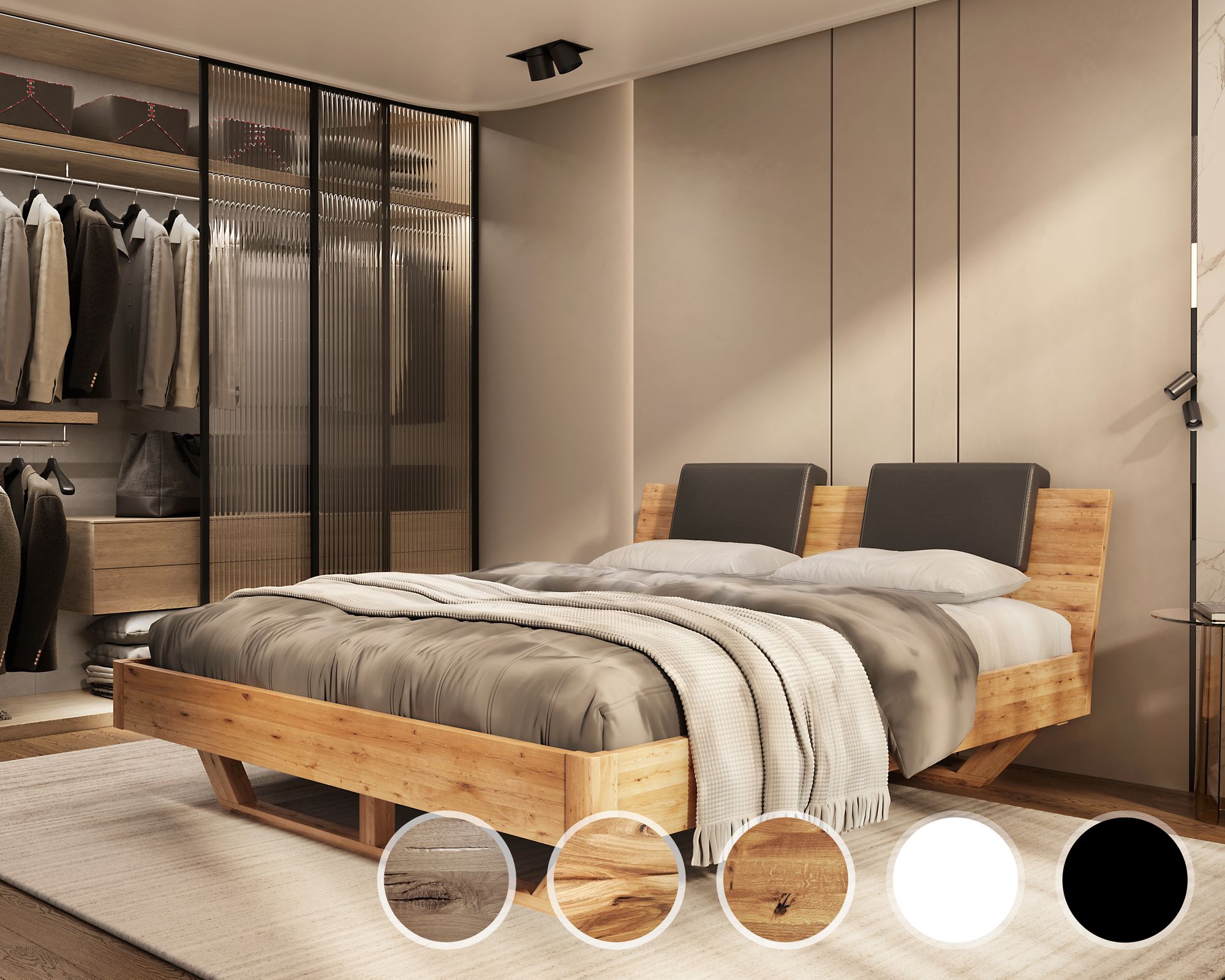 BlackWood »Dolce Vita I« Wildeiche Massivholzbett 200x220 cm / Wildeiche rustic / ohne Kissen