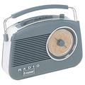Steepletone Brighton Retro Radio 2B, Mains Electric / Battery Powered. Shabby Chic Nostalgic 1950's Style Rotary Radio FM & AM (MW) + Link Mobile Smart Phone Music Play (Pastel Grey)