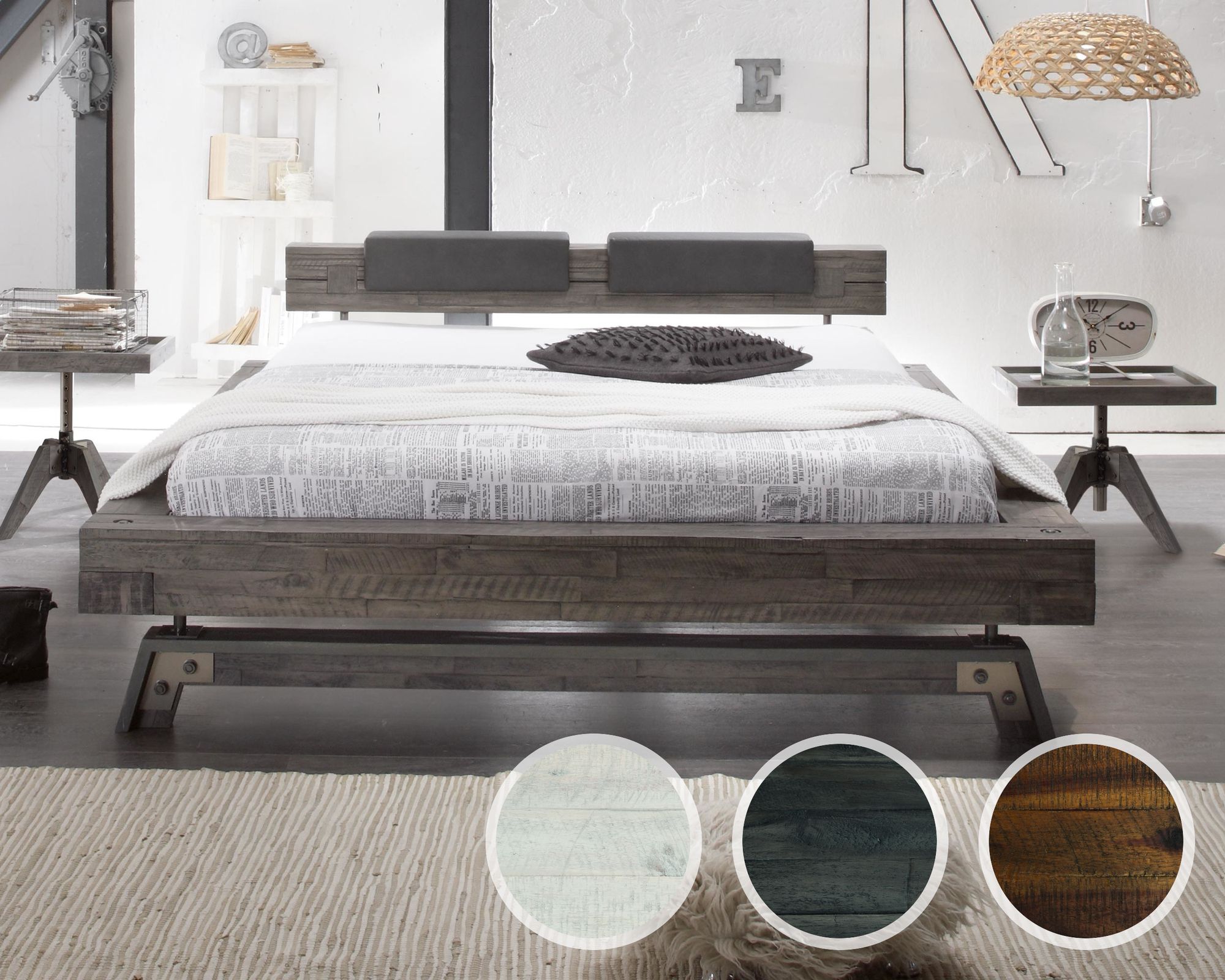 Hasena Factory-Line Massivholzbett Bloc Stabil/Inca 140x200 cm braun