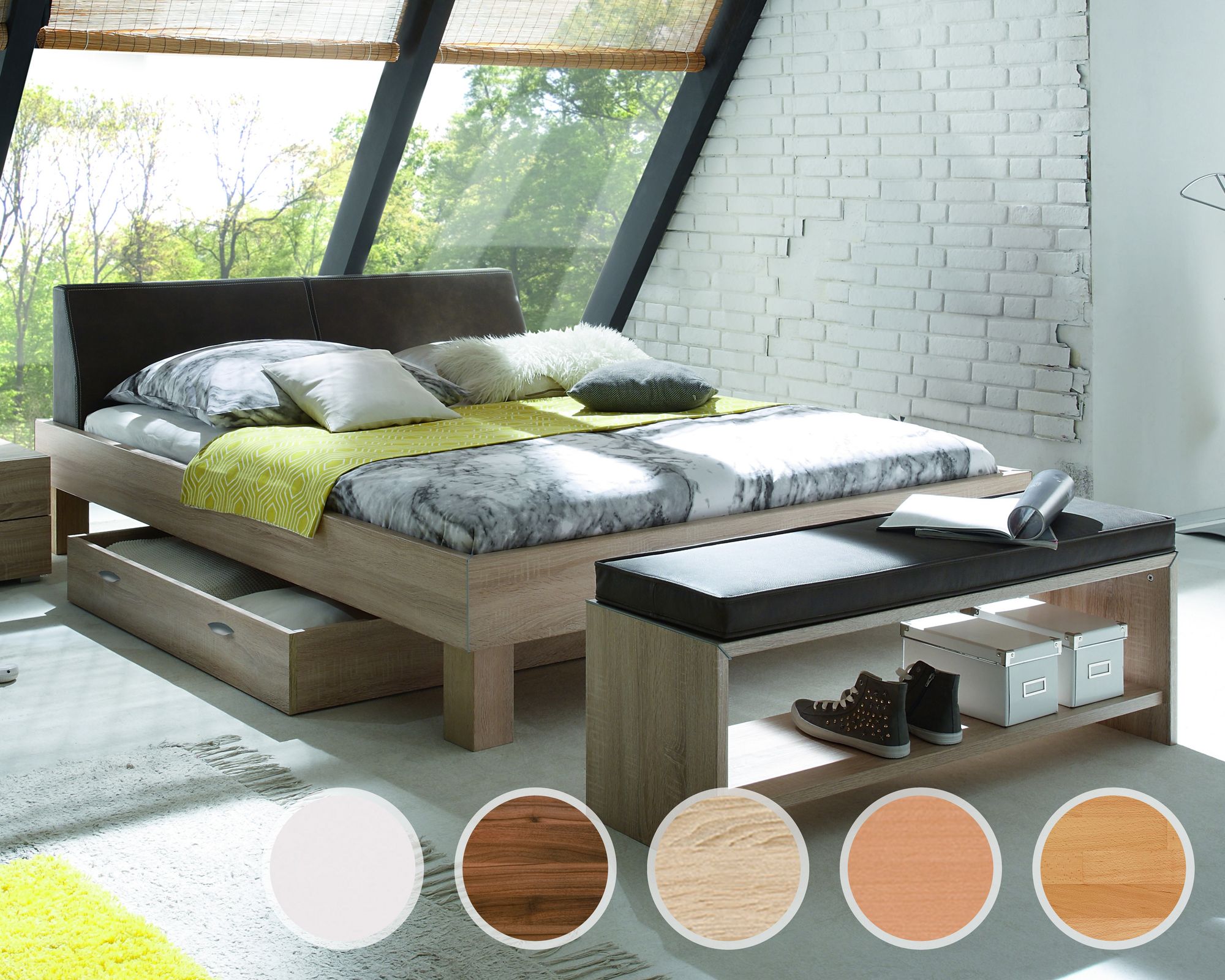 Hasena Top-Line Bett Advance Ivio/Rena 180x200 cm / Eiche sägerauh natur Nachbildung Image