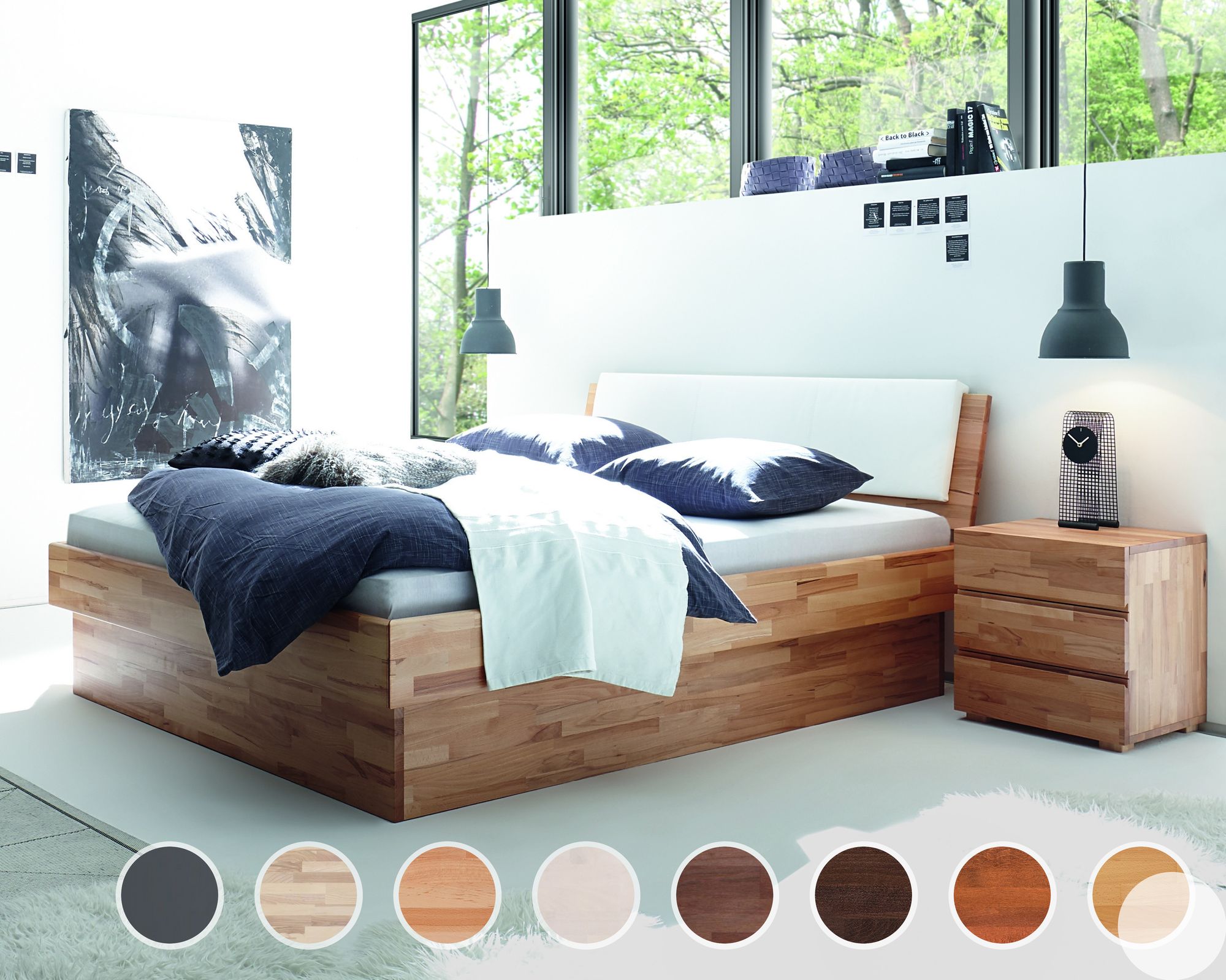 Hasena Wood-Line Massivholzbett Premium Practico/Varus 100x200 cm / Buche Weiss lasiert, lackiert / Weiss