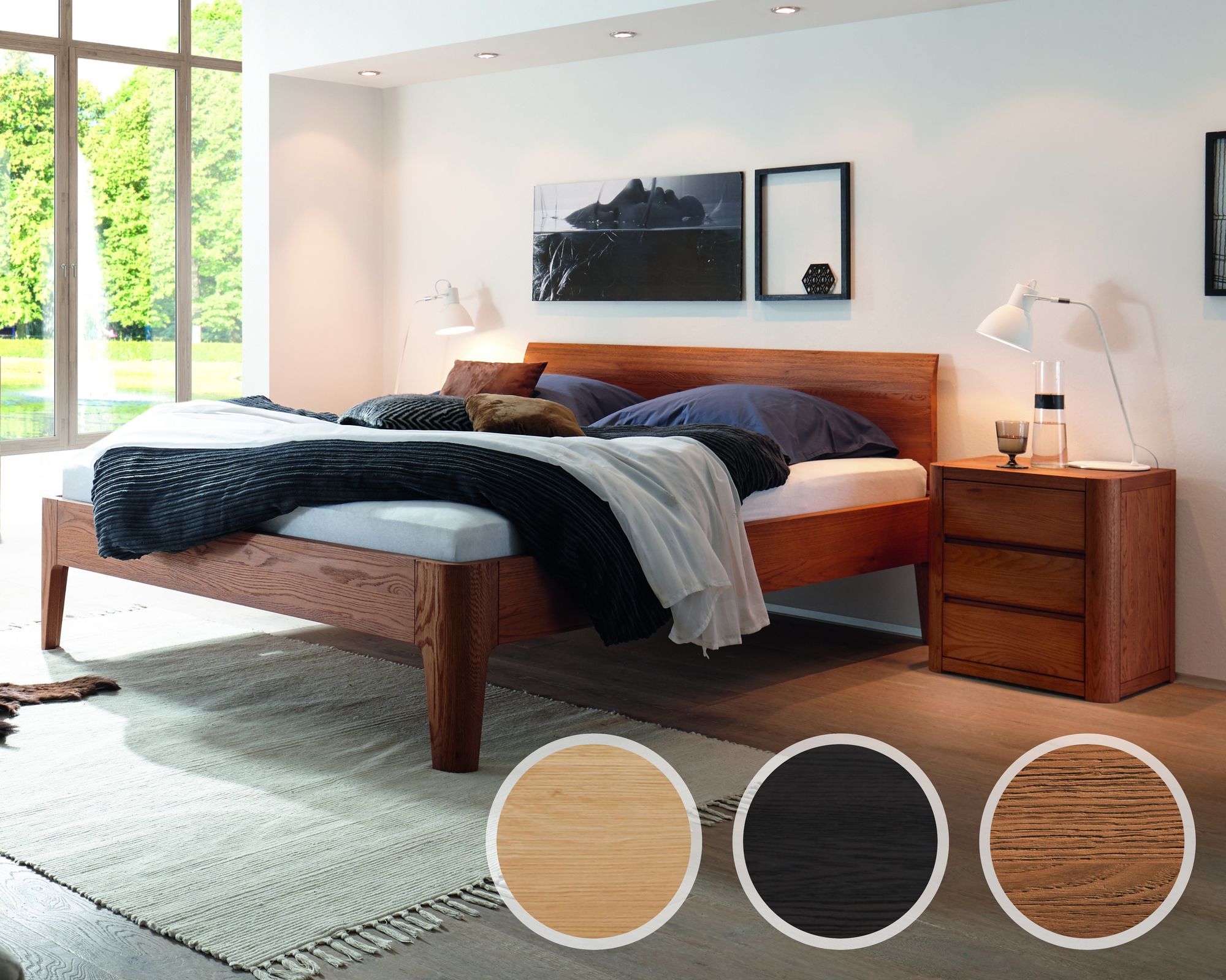 Hasena Oak-Line Massivholzbett Xylo/Lisio 120x200 cm / Eiche natur, gebürstet, geölt Image