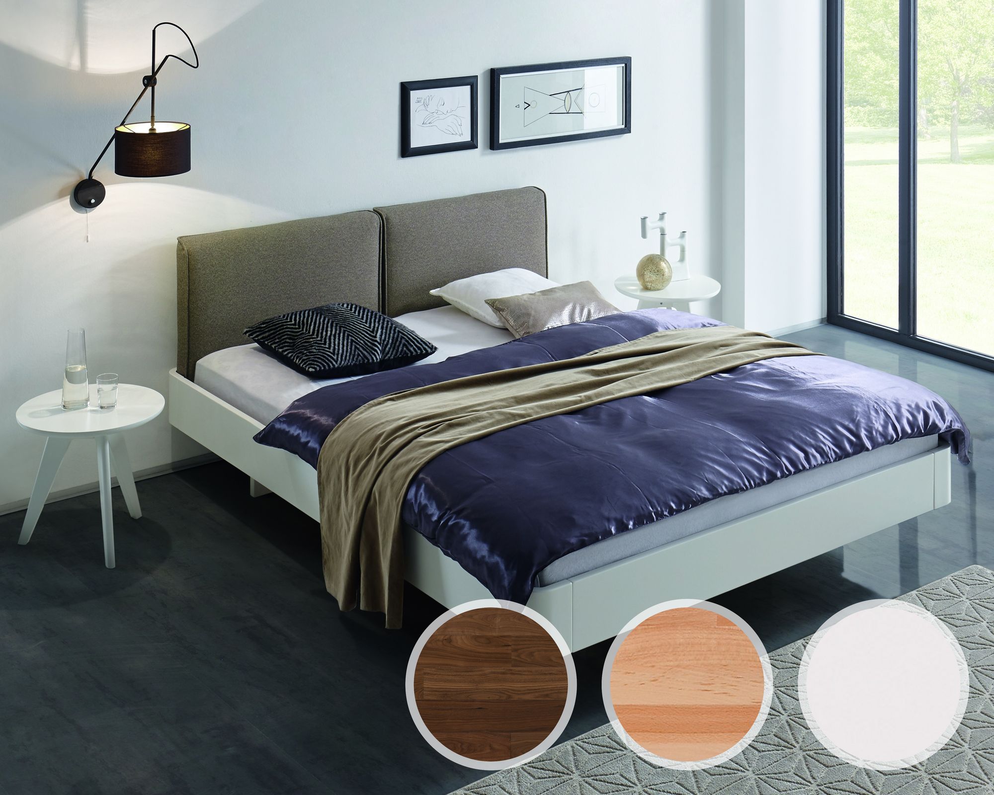 Hasena Fine-Line Massivholzbett Syma Airo/Cemoa 120x200 cm / Buche weiss deckend, lackiert