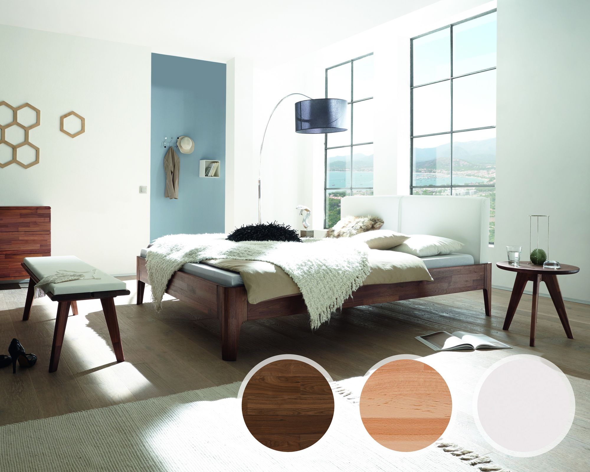 Hasena Fine-Line Massivholzbett Syma Xylo/Cemoa 100x200 cm / Buche weiss deckend, lackiert