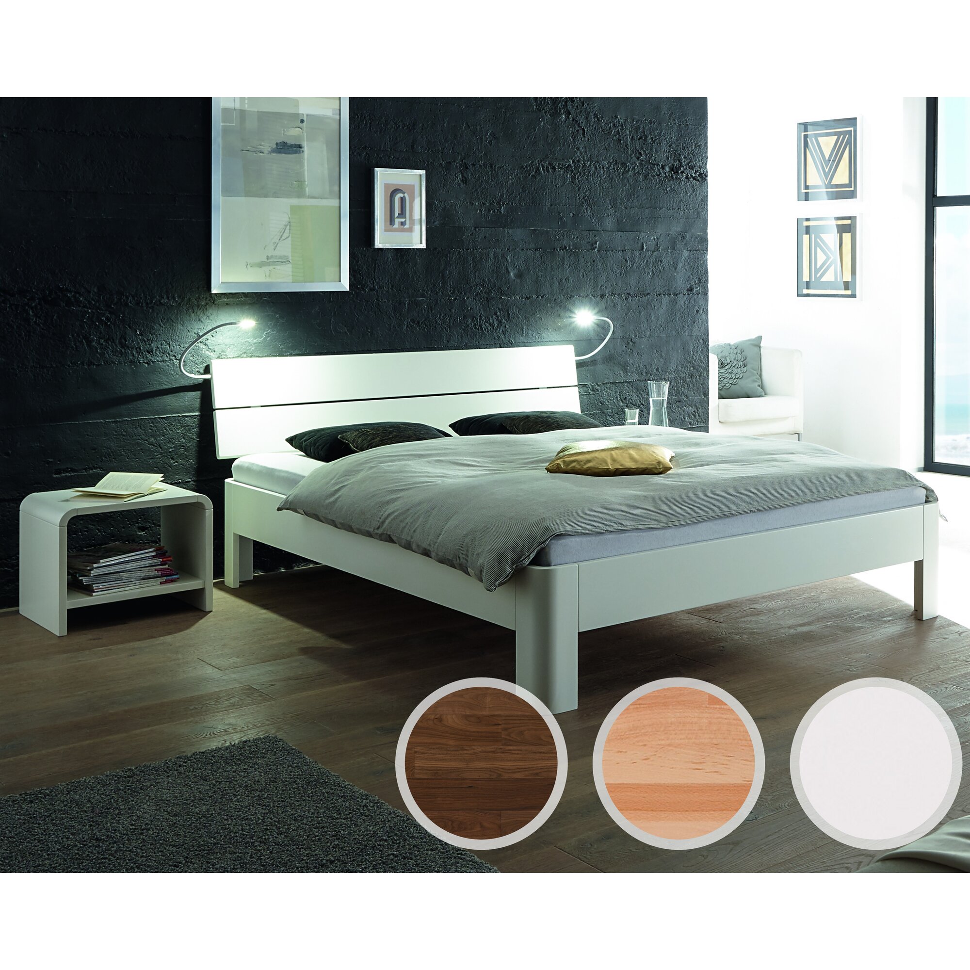 Hasena Fine-Line Massivholzbett Syma Ronda/Duetto 200x220 cm / Kernbuche natur, geölt Image