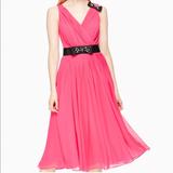 Kate Spade Dresses | $448 Kate Spade Embellished Bow Pink Dress 0 | Color: Black/Pink | Size: 0