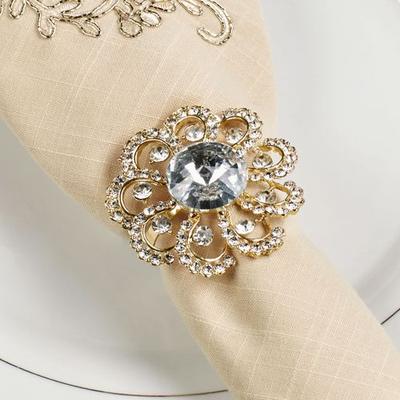 Jeweled Elegance Napkin Rings Set of Four, Set of Four, Gold