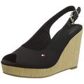 Tommy Hilfiger Damen Wedge Espadrilles Iconic Elena Sling Back Wedge Keilabsatz, Schwarz (Black), 36 EU