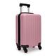 KONO Koffer Reisekoffer Mittelgross Trolley Hartschale ABS Gepäck 4 Rollen Spinner Rollenkoffer (Pink, Mittlerer Koffer)