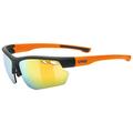uvex Unisex – Erwachsene, sportstyle 115 Sportbrille, inkl. Wechselscheiben, black matt/orange, one size