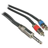 Pro Co Sound Insert Y-Cable 1/4" Male Phone TRS Stereo To 2x RCA - 10' IPBQ2R-10