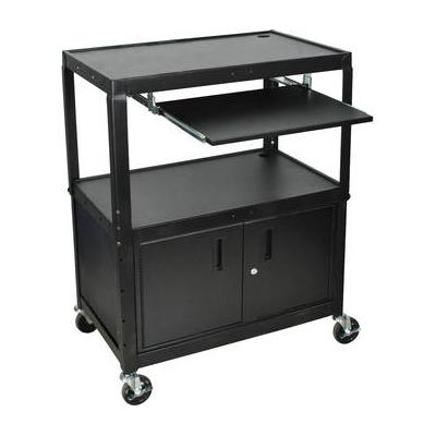 Luxor AVJ42XLKBC Steel Adjustable Height Extra Large AV Cart with Keyboard Shelf AVJ42XLKBC