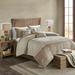 Madison Park Cal King 100% Polyester Microsuede Printed 7Pcs Comforter Set in Tan - Olliix MP10-6436