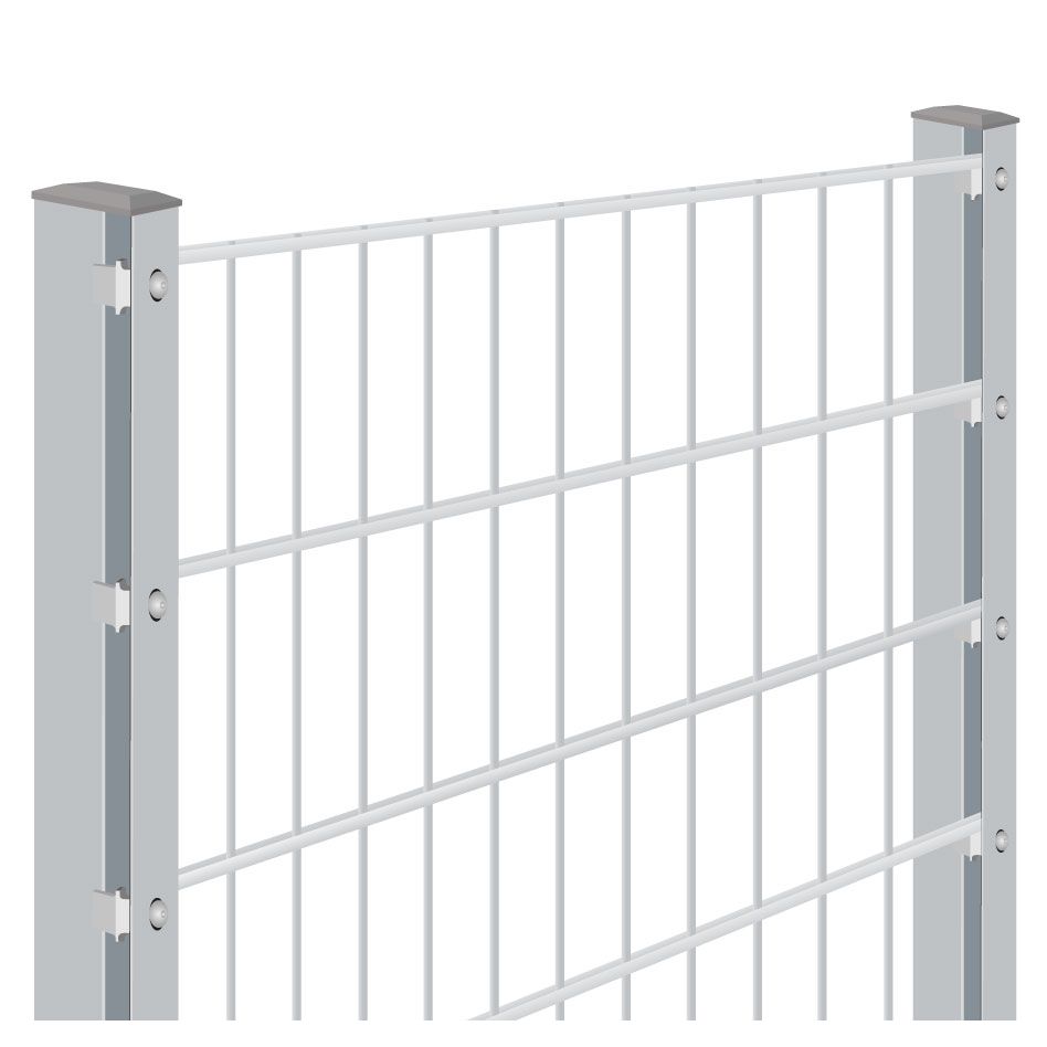 Doppelstabmattenzaun Rundum-sorglos-Paket Zink, Halteplättchen, 1 Ecke,1430 mm,27,5 m,6/5/6 mm Image