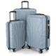 suitline - 3er Koffer-Set Trolley-Set Rollkoffer Hartschalen-Koffer Reisekoffer, TSA, (55 cm, 66 cm, 76 cm), 100% ABS, Matt, Pool Blue