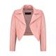 Carrie CH Hoxton Women Baby Pink Cropped Jacket Real Leather Shrug Slim-fit Bolero Open Blazer 5650 (8)