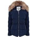Tokyo Laundry Women's Bertie Hooded Quilted Jacket with Detachable Faux Fur Trim - Blue - 10