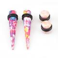 Ear Plugs with Tapers Stretching kit Colorful Flower Design with O rings