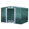 The Fellie Garden Metal Storage Shed,10ft x 8ft Garden Storage Pent Shed Galvanized with Sliding Door and Ventilation, Green