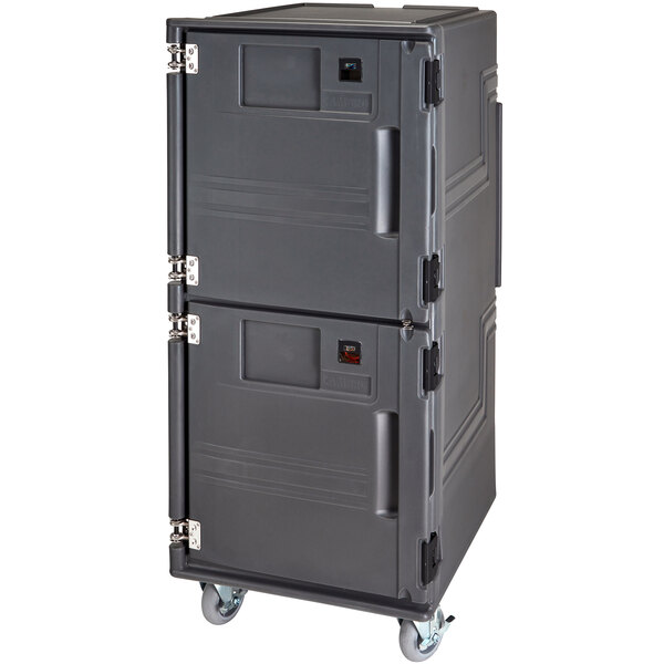 Cambro PCUPH2SP615 Pro Cart Ultra® Charcoal Gray Tall Profile Electric Passive Top / Hot Bottom Food Holding Cabinet in Fahrenheit with Security Package - 220V (International Use Only)